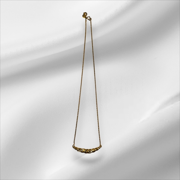 Christian Dior Vintage 1970s Long Bar Swirl Gold-plated Crystals Necklace